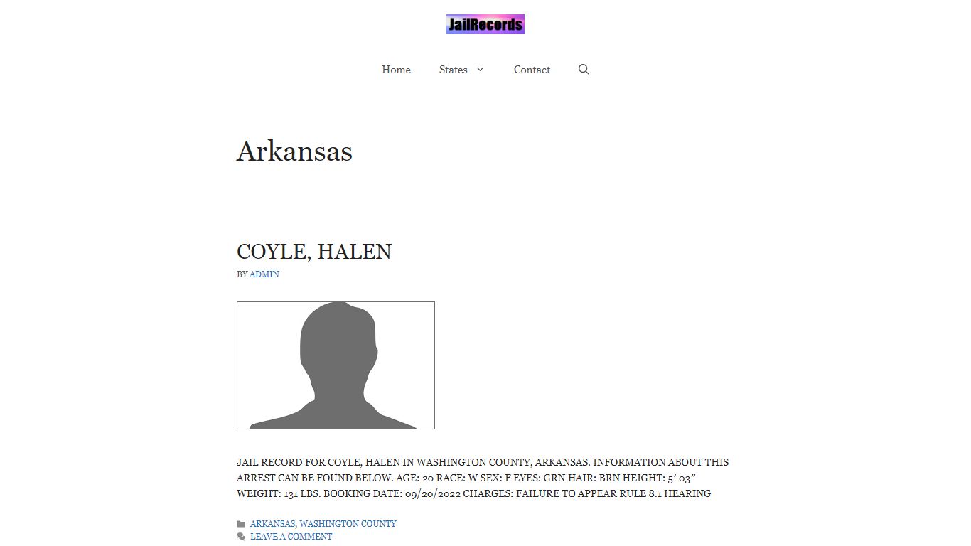 Arkansas Arrest Records