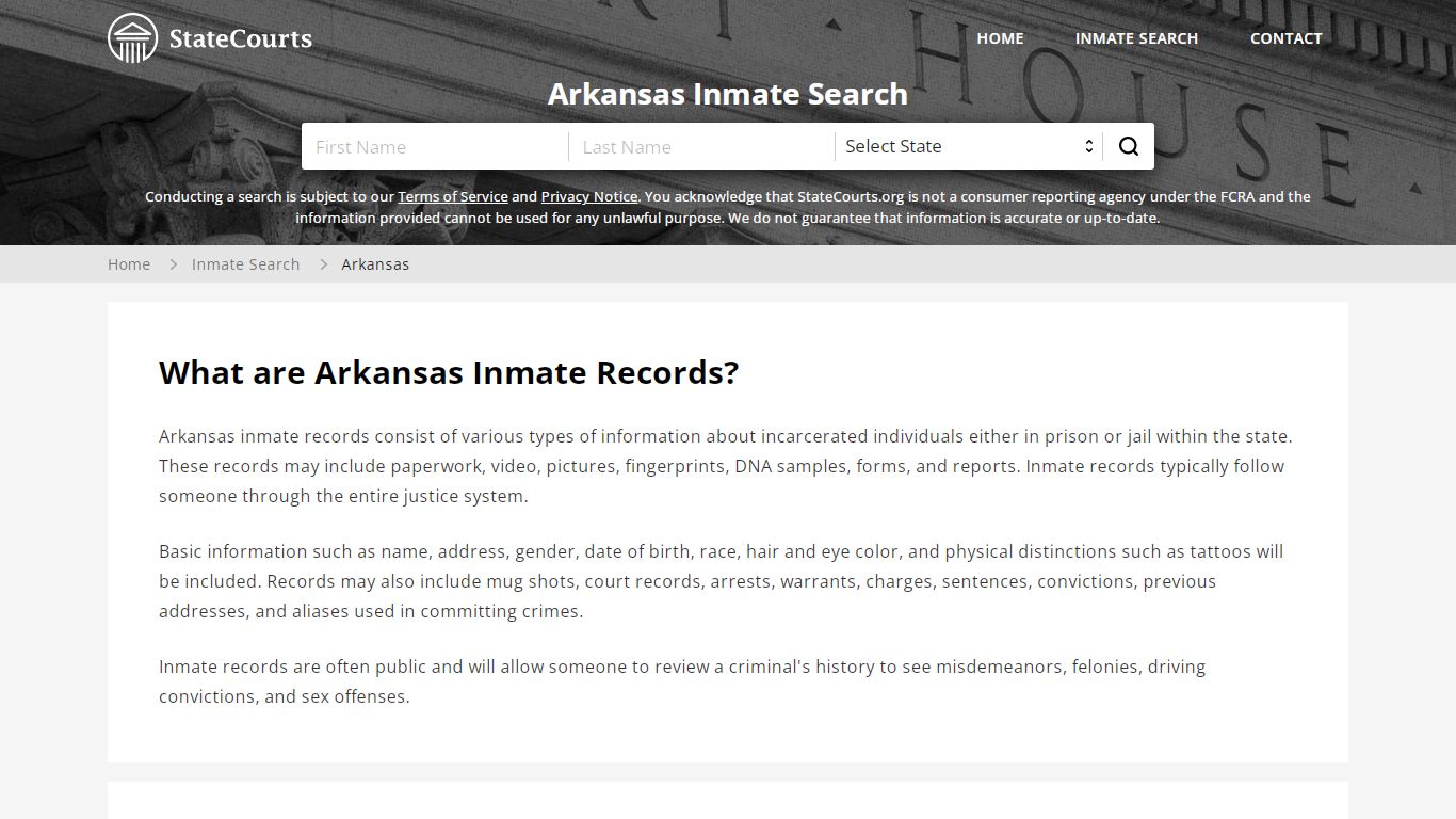Arkansas Inmate Search, Prison and Jail Information - StateCourts