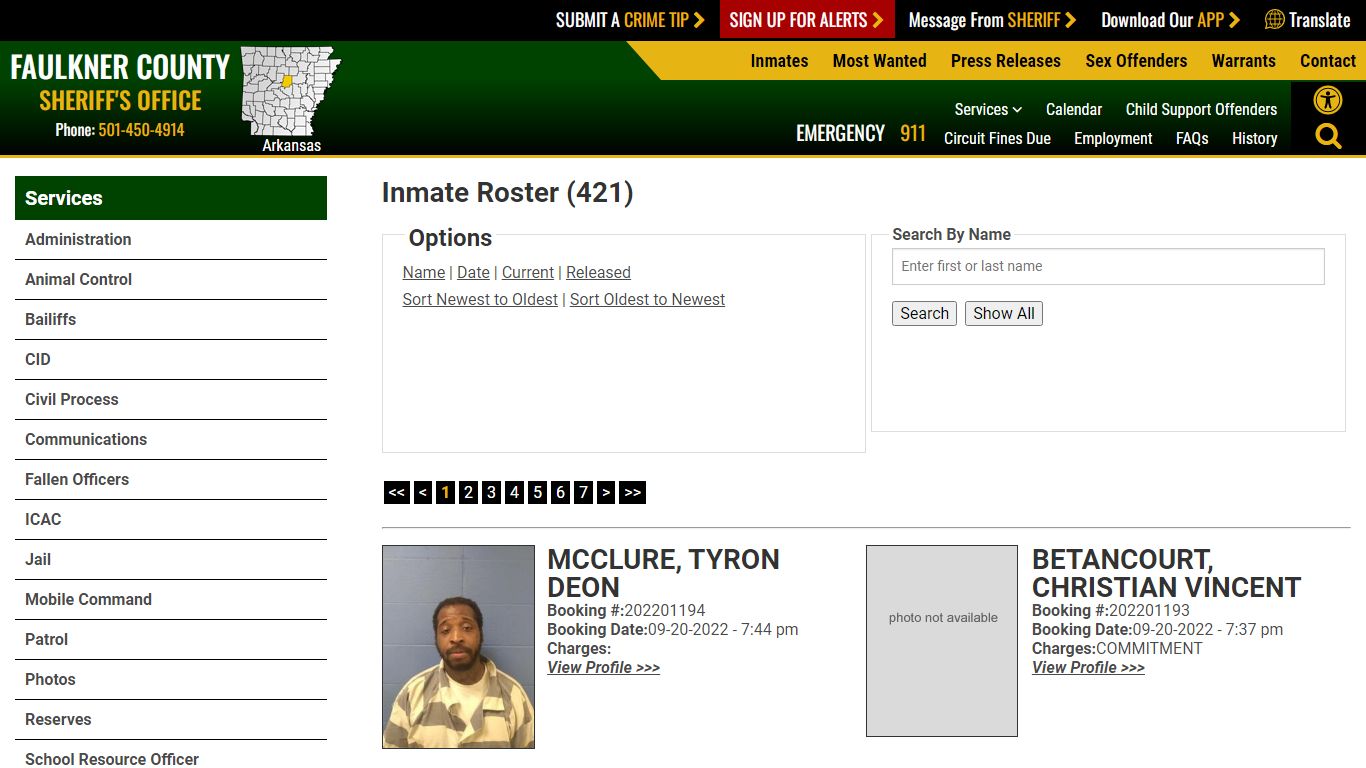 Inmate Roster - Current Inmates Booking Date Descending - Arkansas